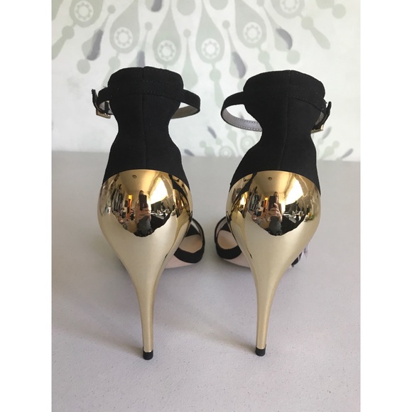 {Zara} Euro Sz 39/US 8 Black/Gold Metallic Heels - Picture 4 of 7